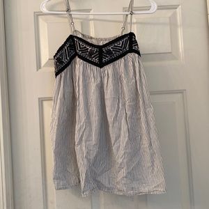 Crochet and striped tunic